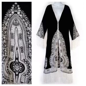 RAGA Anthropologie Kimono Fringe Cover Up Duster